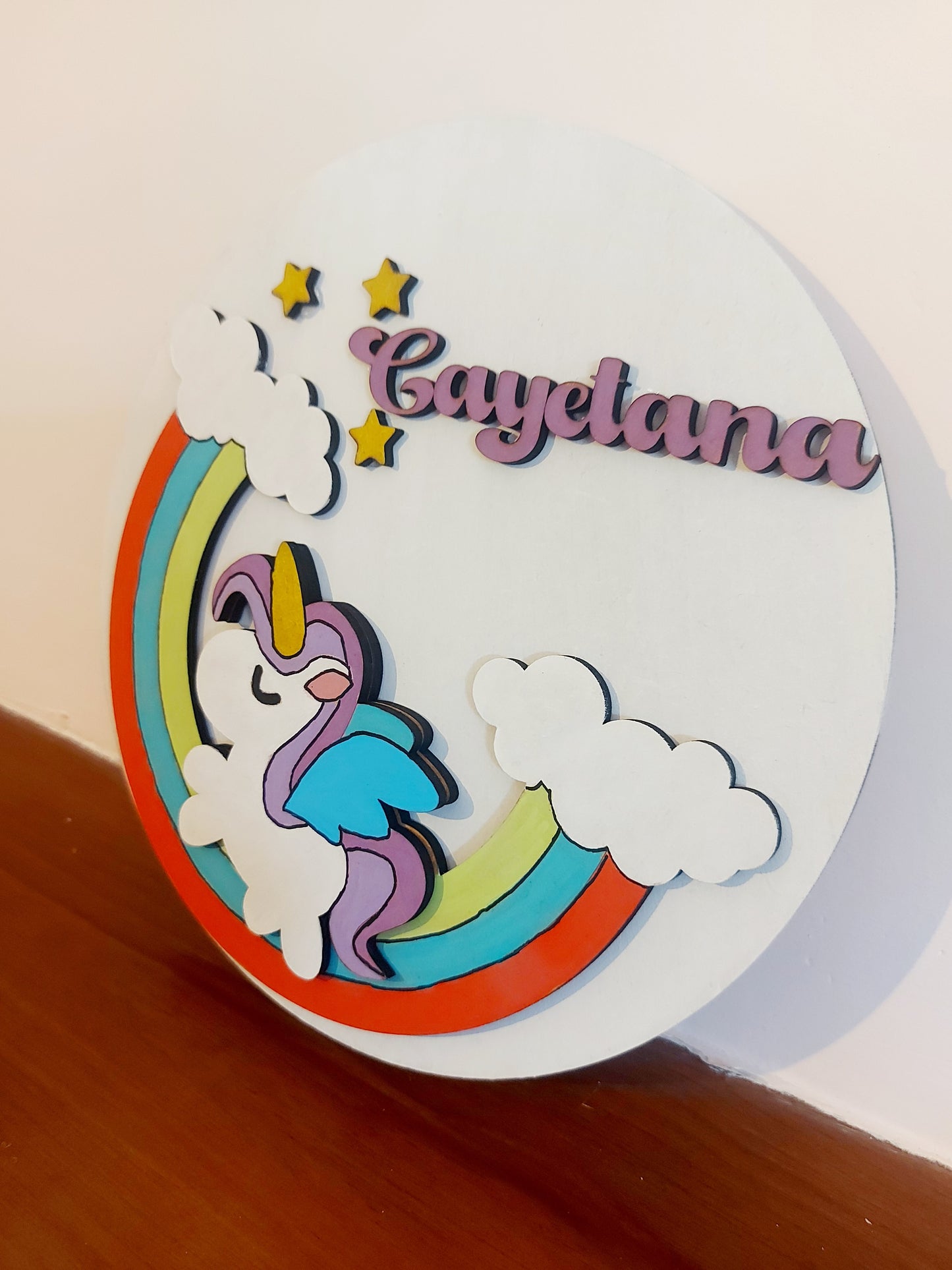 Cartel Unicornio sobre arco-iris