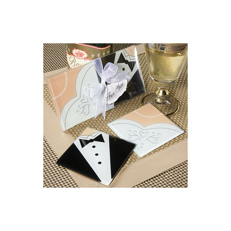 Set posavasos de cristal novios