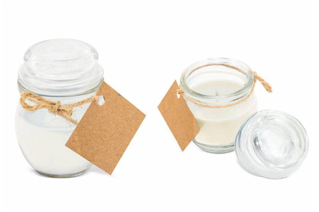 Vela aromática blanca en tarro de cristal