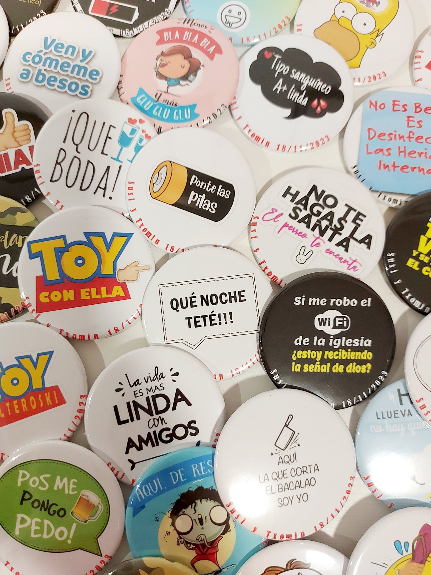 Pack chapas divertidas (100 unidades)