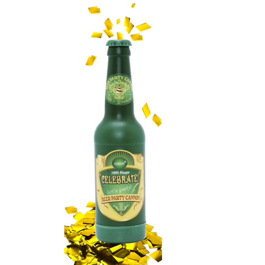 Cañón confetis en forma de botella de cerveza