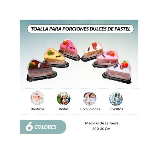 Dulce porción pastel toalla