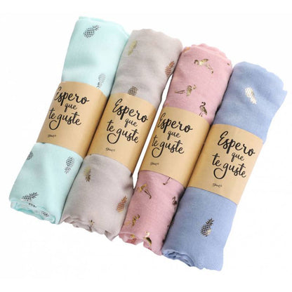 Pañuelo piñas y flamencos con presentación kraft surtido