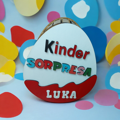 Caja madera personalizada Huevo Kinder
