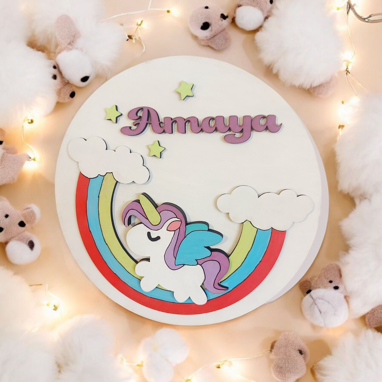 Cartel Unicornio sobre arco-iris