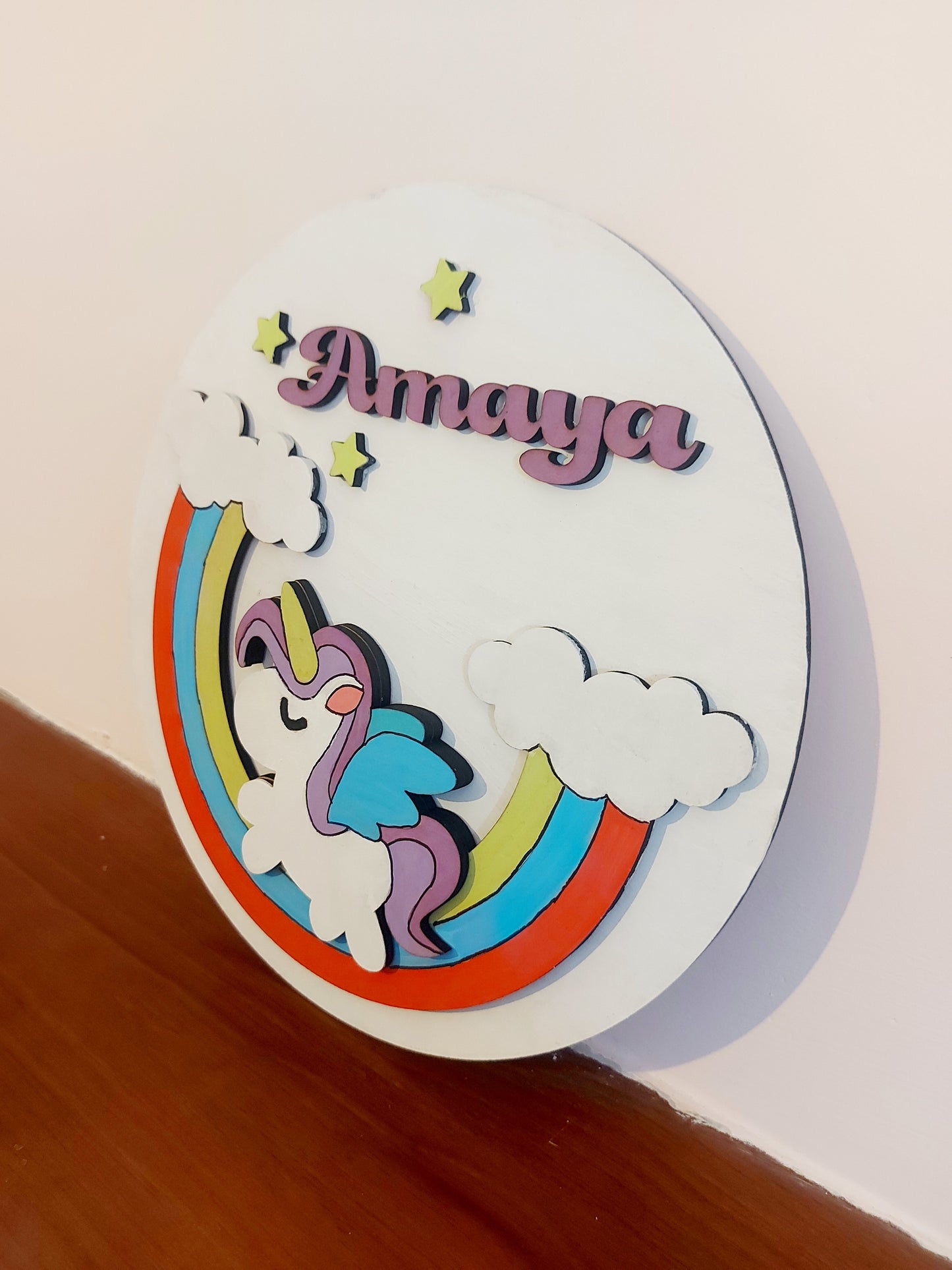 Cartel Unicornio sobre arco-iris