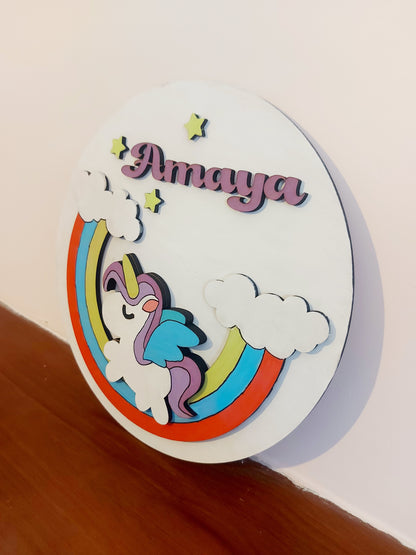 Cartel Unicornio sobre arco-iris