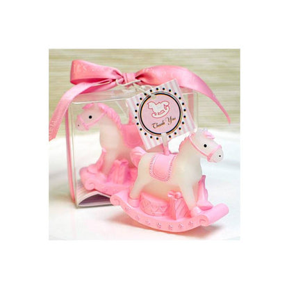 Vela caballo balancín rosa