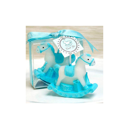 Vela caballo balancín azul