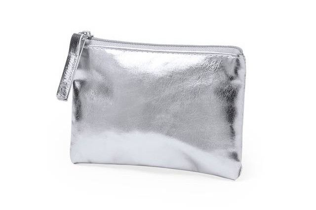 Monedero metalizado plateado